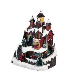 Boutique de Noël Christmas Classics*Table Piece, Animated Mountain Train Station, Led Lighting.