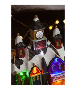 Boutique de Noël Animated And Musical Pieces*Table Piece, Animated Mountain Train Station, Led Lighting.