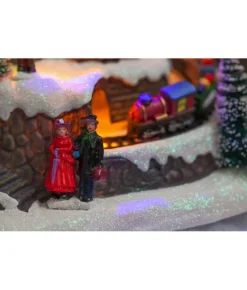 Boutique de Noël Animated And Musical Pieces*Table Piece, Animated Mountain Train Station, Led Lighting.