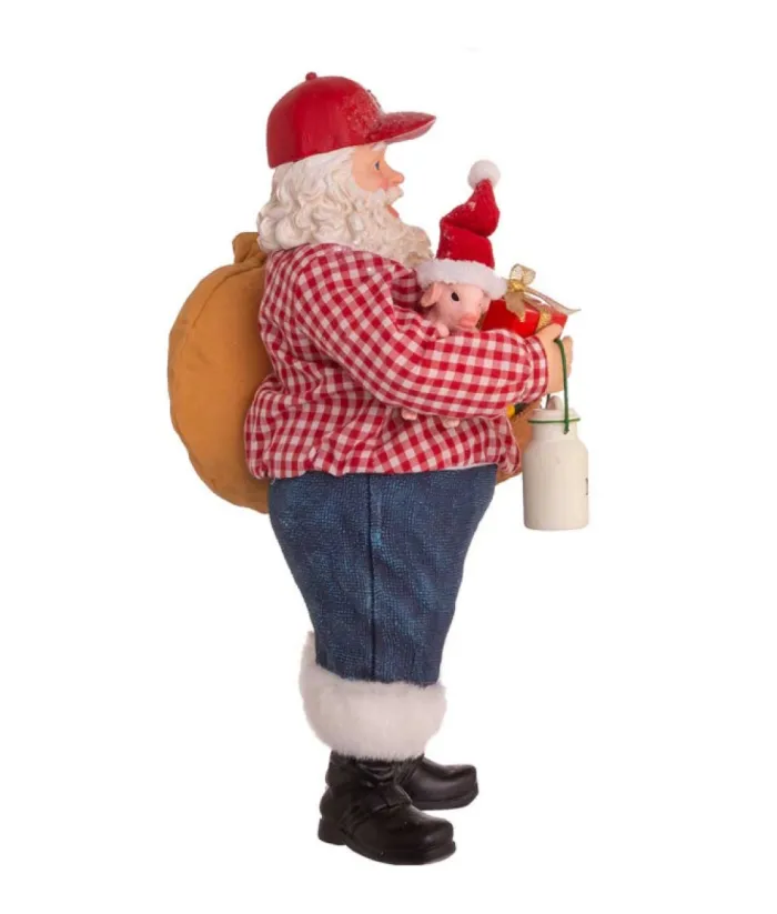 Boutique de Noël Farm House & Western*Table Piece, Farmer Santa Claus, Measures 10.5 Inches