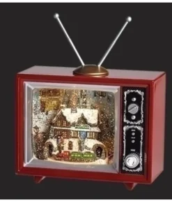 Boutique de Noël Santa'S Workshop*Table Piece, Musical Tv Box, Measures 6.5 Inches, With Train Station