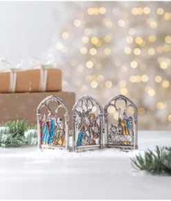 Boutique de Noël Religion*Table Piece, Nativity Scene In Triptych Form