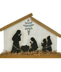 Boutique de Noël Religion & Nativities*Table Piece, Nativity Scene In Wood, With Led Illumination