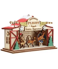Boutique de Noël Rustic*Table Piece, Santa'S Reindeer Flight School