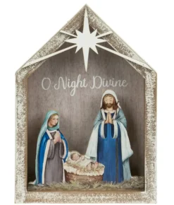 Boutique de Noël Usb & Led*Table Piece, The Holy Family In Wood, With Illumination