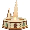 Boutique de Noël Nordic Villages*Tealight Holder In Wood, Led Lighting