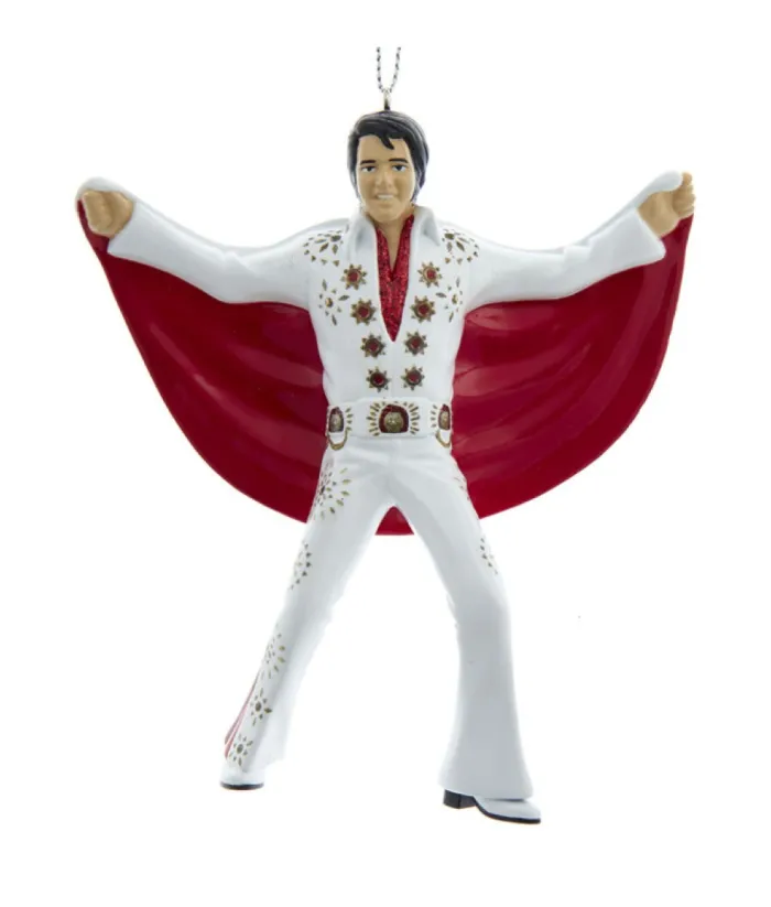 Boutique de Noël Music*Tree Decor, Elvis , The King Of Rock And Roll, In White Jumpsuit And Red Cape