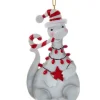 Boutique de Noël Ginger Bread & Candy Shoppe*Tree Ornament, White Festive Dinosaur With Peppermint Cane