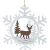 Boutique de Noël Enchanted Forest*White Snowflake With Deer Ornament
