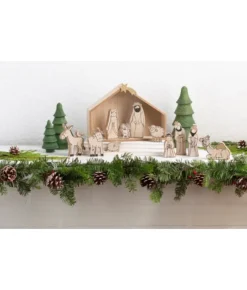 Boutique de Noël Religion*Wood Grain Nativity Scene, 12 Pcs