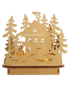 Boutique de Noël Usb & Led*Wooden Ski Resort Village