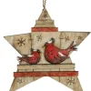 Boutique de Noël Door Decor*Wooden Star With Cardinals