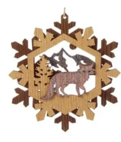 Boutique de Noël Rustic*Wooden Wreath With Fox Ornament