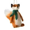 Boutique de Noël Enchanted Forest*Xmas Tree Ornament, Woollen Red Fox With Knit Scarf