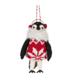 Boutique de Noël Autumn & Halloween*Xmas Tree Ornament, Woolly Penguin In A Red Snowflake Sweater